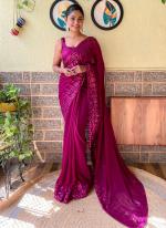 Georgette Rani Pink Party Wear Sequence Work Saree